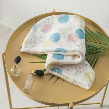 Cartoon Rainbow Stripe Print Dry Hair Cap Polyester Coral Fleece Απλή και ισχυρή απορρόφηση νερού Γρήγορη χρήση για το μπάνιο σε ξενοδοχείο