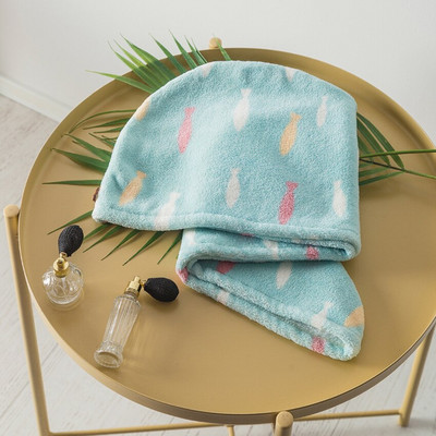 Cartoon Rainbow Stripe Print Sausų plaukų kepuraitė Poliesterio koralų vilna Paprasta, stipriai sugerianti vandenį greitai išdžiūvusi, naudojama vonios kambariui