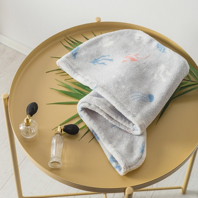 Cartoon Rainbow Stripe Print Sausų plaukų kepuraitė Poliesterio koralų vilna Paprasta, stipriai sugerianti vandenį greitai išdžiūvusi, naudojama vonios kambariui