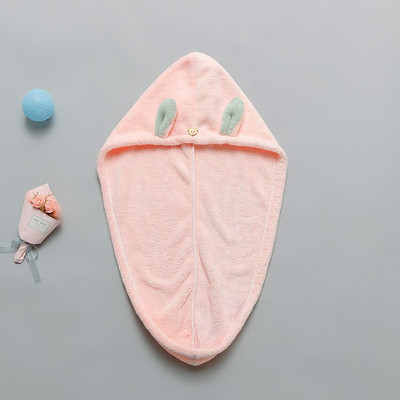 Urechi de iepure de desene animate Capac de par uscat Poliester Bumbac Lână de corali Simplu Puternic Absorbție de apă Uscare rapidă Utilizare pentru baie Hotel