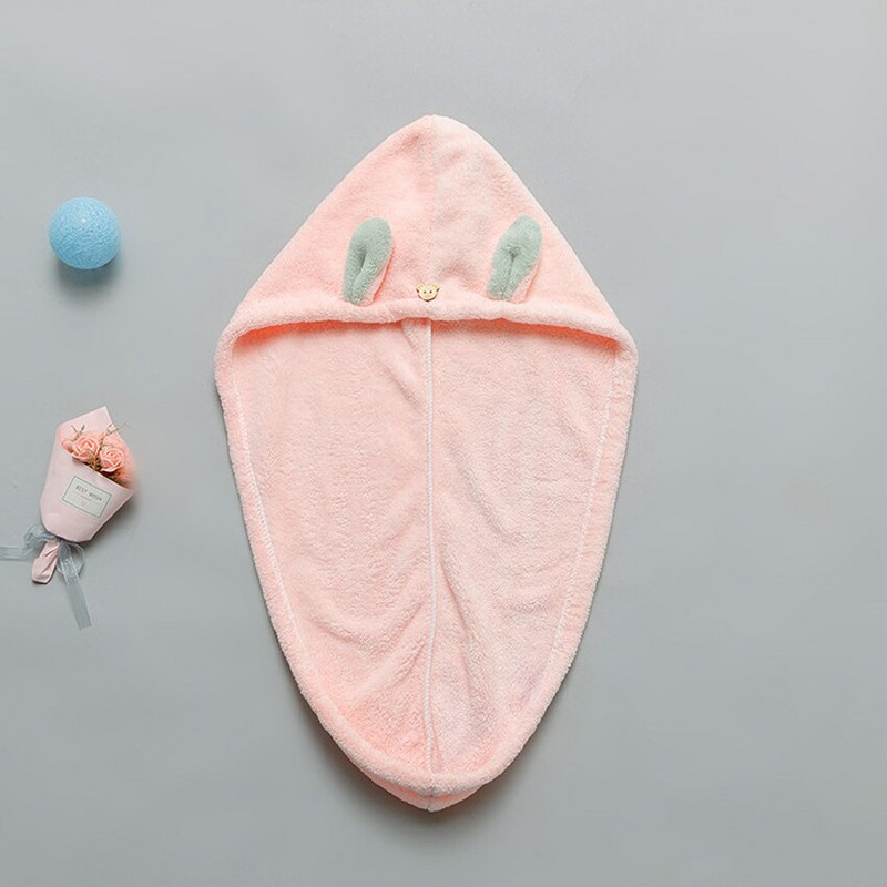 Urechi de iepure de desene animate Capac de par uscat Poliester Bumbac Lână de corali Simplu Puternic Absorbție de apă Uscare rapidă Utilizare pentru baie Hotel