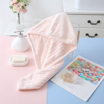 Vienspalvė koralų vilnos Sausų plaukų kepuraitė Poliesterio juostelė Paprasta, stipriai sugerianti vandenį greitai išdžiūvusi, skirta suaugusiems vaikams vonios kambaryje