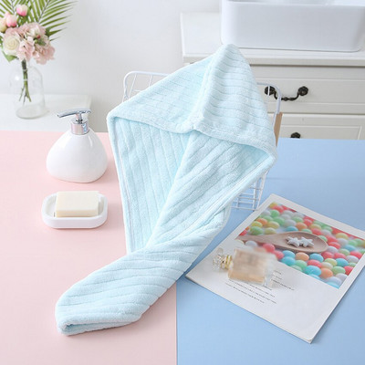 Vienspalvė koralų vilnos Sausų plaukų kepuraitė Poliesterio juostelė Paprasta, stipriai sugerianti vandenį greitai išdžiūvusi, skirta suaugusiems vaikams vonios kambaryje