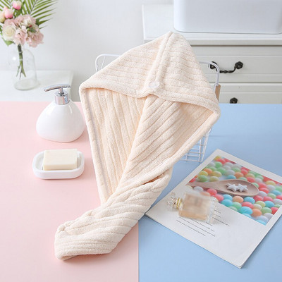 Vienspalvė koralų vilnos Sausų plaukų kepuraitė Poliesterio juostelė Paprasta, stipriai sugerianti vandenį greitai išdžiūvusi, skirta suaugusiems vaikams vonios kambaryje