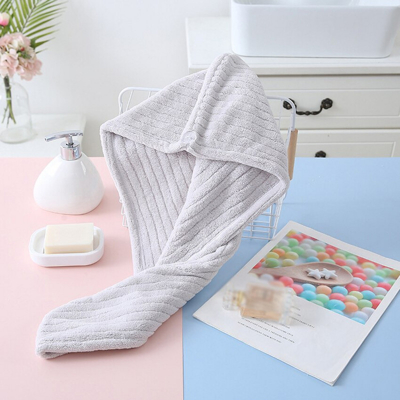 Vienspalvė koralų vilnos Sausų plaukų kepuraitė Poliesterio juostelė Paprasta, stipriai sugerianti vandenį greitai išdžiūvusi, skirta suaugusiems vaikams vonios kambaryje