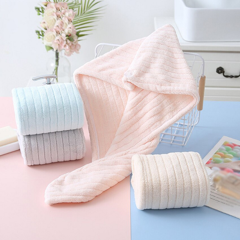 Vienspalvė koralų vilnos Sausų plaukų kepuraitė Poliesterio juostelė Paprasta, stipriai sugerianti vandenį greitai išdžiūvusi, skirta suaugusiems vaikams vonios kambaryje