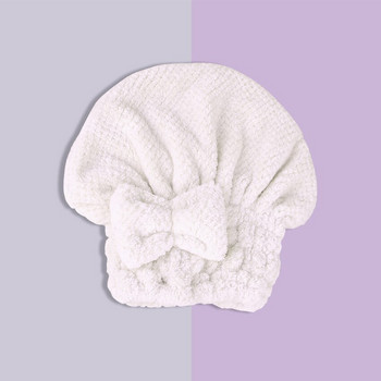 Bow-Knot Едноцветна шапка за суха коса Полиестерна тъкан Японски стил Силна абсорбция на вода Бързосъхнеща Използване за възрастни Баня