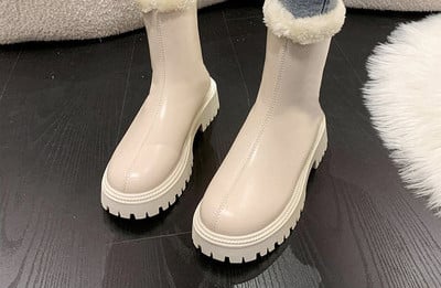 Зимни дамски боти от еко кожа с топла подплата два модела