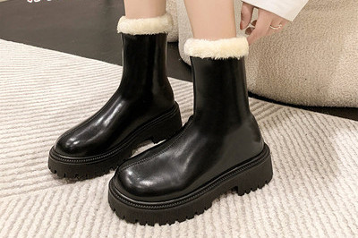 Зимни дамски боти от еко кожа с топла подплата два модела