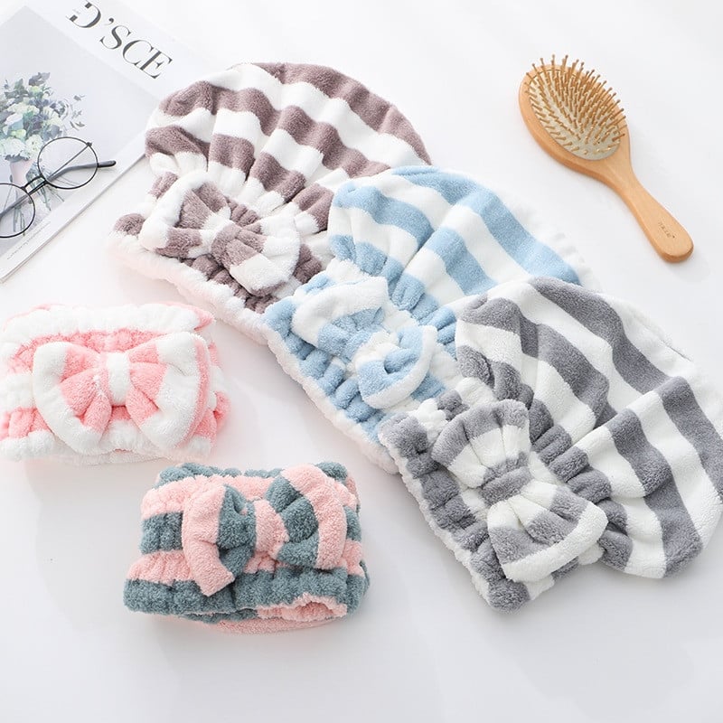 Vandenį sugerianti ir džiovinanti kepurė moteriška sausiems plaukams šluostyti plaukus greitai džiūstantys ilgų plaukų rankšluosčiai sustorintas šampūnas vonios kepurė su turbanu