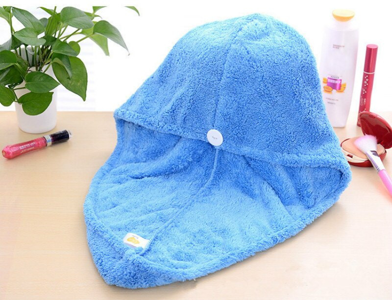 „Coral Velvet“ sausų plaukų rankšluostis, mikropluošto, greitai džiūstantis turbanas, itin sugeriantis moterų plaukų kepurėlių įvyniojimas su mygtuku storina