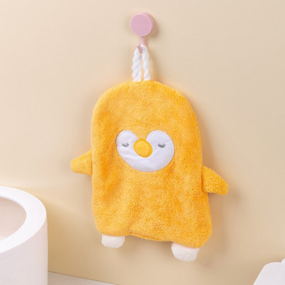 2 bucăți drăguț pinguin prosop din catifea coral agățat gospodărie baie bucătărie pentru copii prosop absorbant de desene animate prosop pătrat