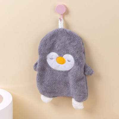 2 bucăți drăguț pinguin prosop din catifea coral agățat gospodărie baie bucătărie pentru copii prosop absorbant de desene animate prosop pătrat