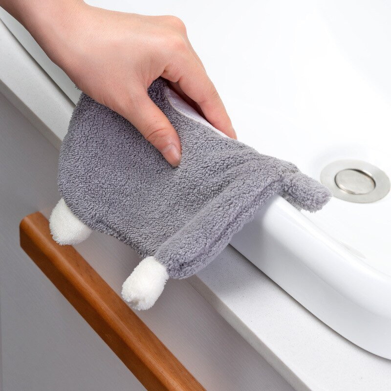 2 bucăți drăguț pinguin prosop din catifea coral agățat gospodărie baie bucătărie pentru copii prosop absorbant de desene animate prosop pătrat