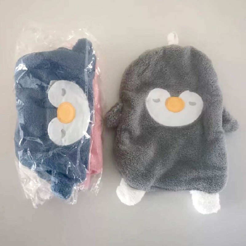 2 bucăți drăguț pinguin prosop din catifea coral agățat gospodărie baie bucătărie pentru copii prosop absorbant de desene animate prosop pătrat
