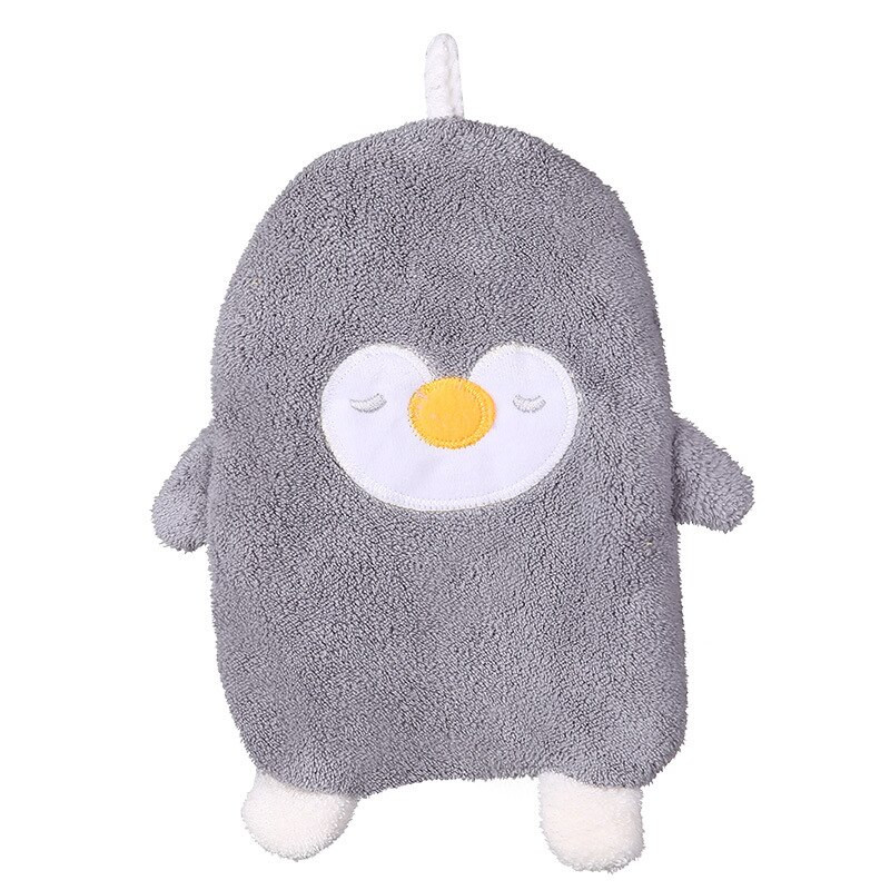 2 bucăți drăguț pinguin prosop din catifea coral agățat gospodărie baie bucătărie pentru copii prosop absorbant de desene animate prosop pătrat