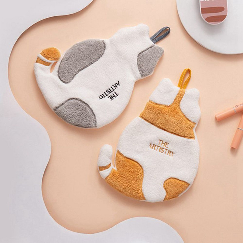 1 bucată drăguț pisică prosop de mână super absorbant din microfibră bucătărie baie prosop de mână prosop agățat de uz casnic batistă portabilă