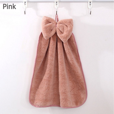 Akasztó hurkok Gyorsan száradó Bowknot nedvszívó otthoni frottír törölközők Korall bársony kéztörlő mosogatórongyok