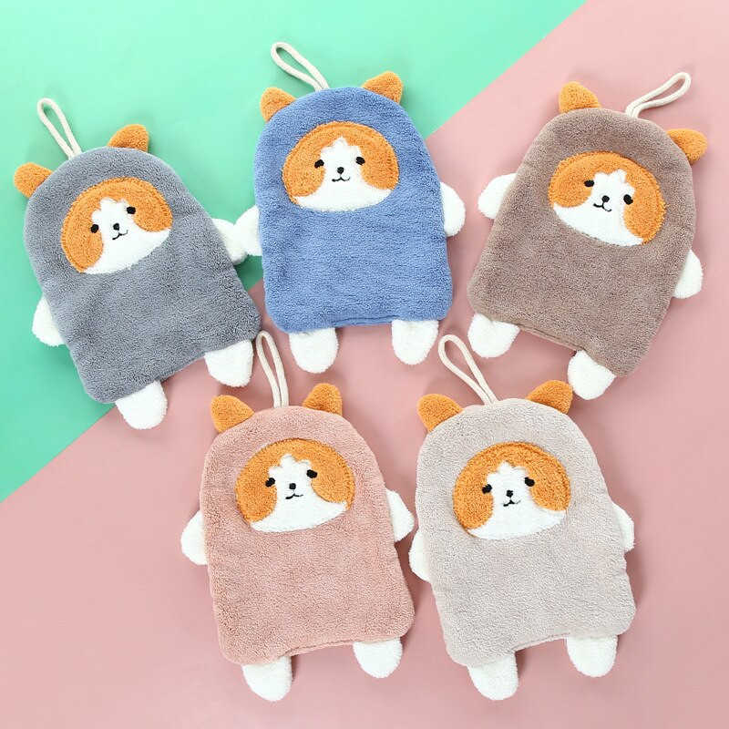 1 buc. Animal de desene animate câine minunat șterge prosop absorbant agățat spălat pe mâini prosop moale batista de pluș șterge cârpă curată