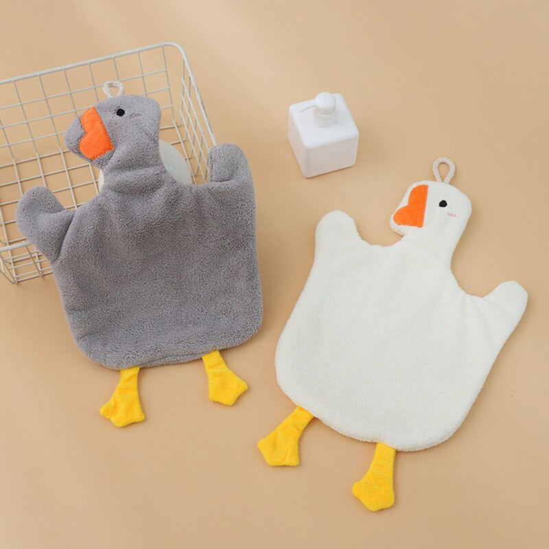 Prosoape moale, portabile, în formă de rață, acadele drăguțe, din lână de corali, prosop de mână super-absorbante pentru baie