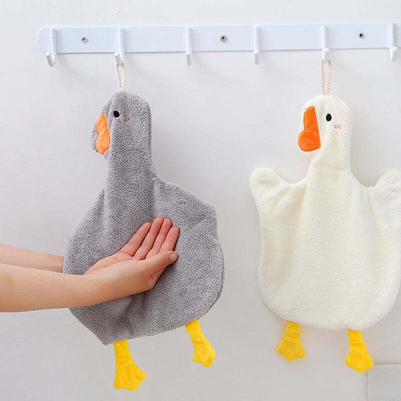 Prosoape moale, portabile, în formă de rață, acadele drăguțe, din lână de corali, prosop de mână super-absorbante pentru baie