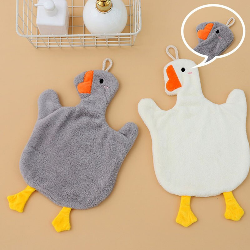 Prosoape moale, portabile, în formă de rață, acadele drăguțe, din lână de corali, prosop de mână super-absorbante pentru baie