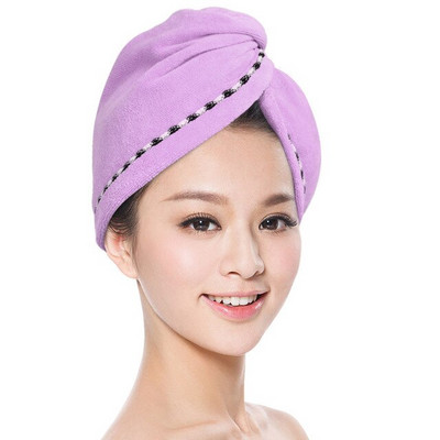 EHEH Șapcă cu uscare rapidă pentru doamne Șapcă pentru prosop de baie cu uscare super absorbantă cu nasturi Șapcă magică de uscare a părului de baie din microfibră