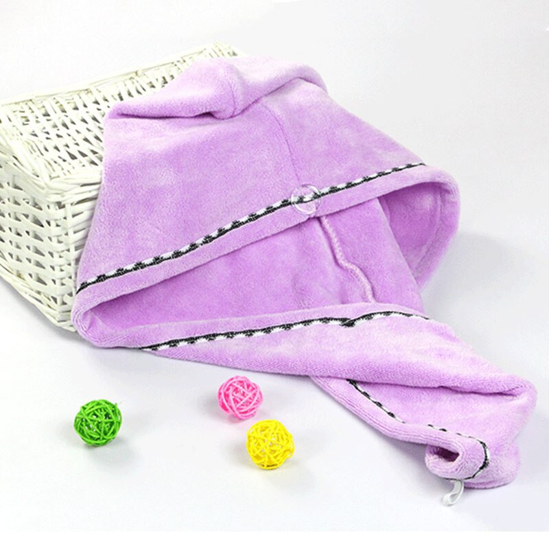 EHEH Șapcă cu uscare rapidă pentru doamne Șapcă pentru prosop de baie cu uscare super absorbantă cu nasturi Șapcă magică de uscare a părului de baie din microfibră