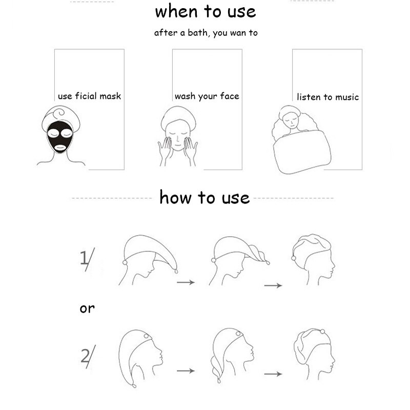 EHEH Șapcă cu uscare rapidă pentru doamne Șapcă pentru prosop de baie cu uscare super absorbantă cu nasturi Șapcă magică de uscare a părului de baie din microfibră