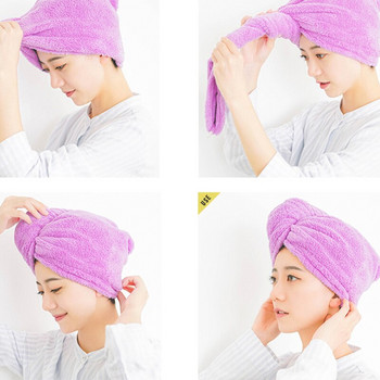 25X65cm Καπέλο στεγνώματος μαλλιών από μικροΐνες Γρήγορο στέγνωμα Πετσέτα μπάνιου Καπέλο μπάνιου Lady Super Absorption Turban Hair Dry Cap Head Wrap Bathing Cap