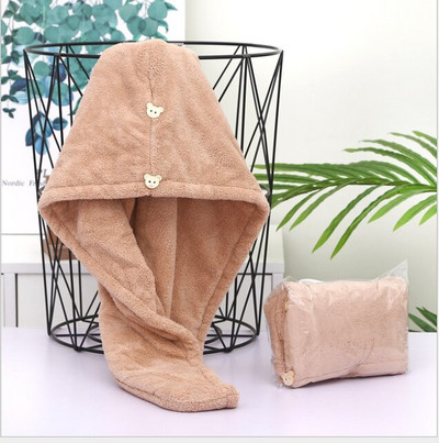 Gyorsan száradó női nedvszívó korall gyapjú fejtörülköző sampon szuperfinom méretű, vastagított zuhanysapka Erős vízfelvétel