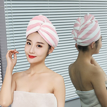 1 τεμ. Magic Microfiber Bathing Quick Dry Cap Turban Wrap Πετσέτα Καπέλο μπάνιου Χαριτωμένα μακριά μαλλιά Καπέλα ντους που στεγνώνει τα μαλλιά