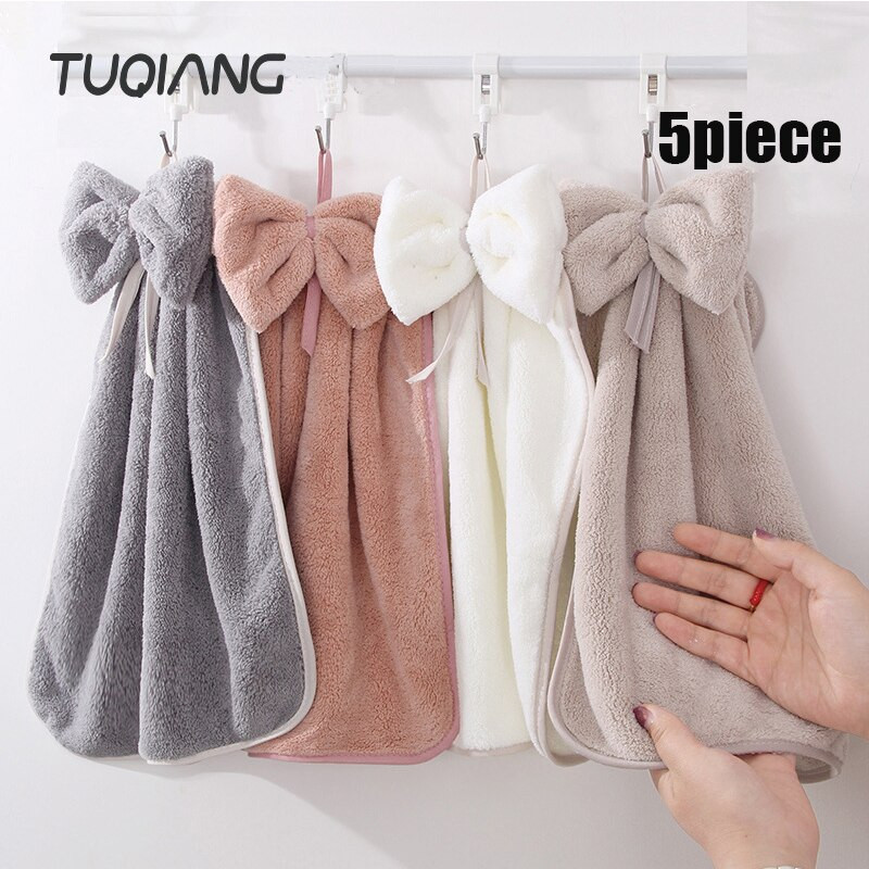 Vienspalvis mielas vaikiškas peteliškės rankšluostis Minkštas sugeriantis greitai džiūstantis virtuvės rankšluostis Koralinis aksomas Buitinis 5 rankšluosčių rinkinys