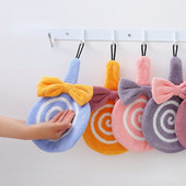 Gyorsan száradó puha nedvszívó korall bársony törölközők nyalóka kéztörlő konyhai fürdőszoba labda akasztóhurkokkal tisztítókendő