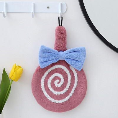 Gyorsan száradó puha nedvszívó korall bársony törölközők nyalóka kéztörlő konyhai fürdőszoba labda akasztóhurkokkal tisztítókendő