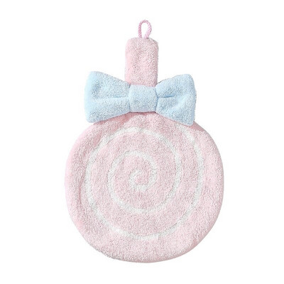 Prosop de mână agățat în formă de acadele șterge prosop de mână Coral catifea absorbant moale drăguț prosop de mână pentru copii pentru bucătărie baie Nou