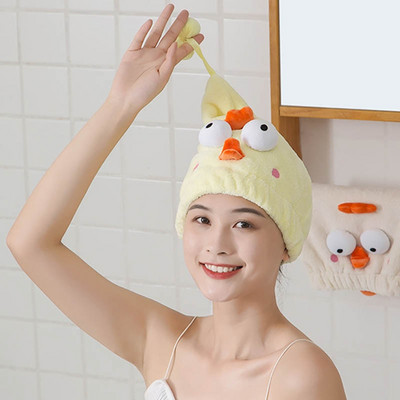 YADA 3D Cartoon Chicken Rapid Drying Hair Καπέλο Απορροφητικό Πετσέτα Κάλυμμα Turban Μαλακό Πετσέτα καπέλου ντους για ενήλικες γυναίκες TW200019