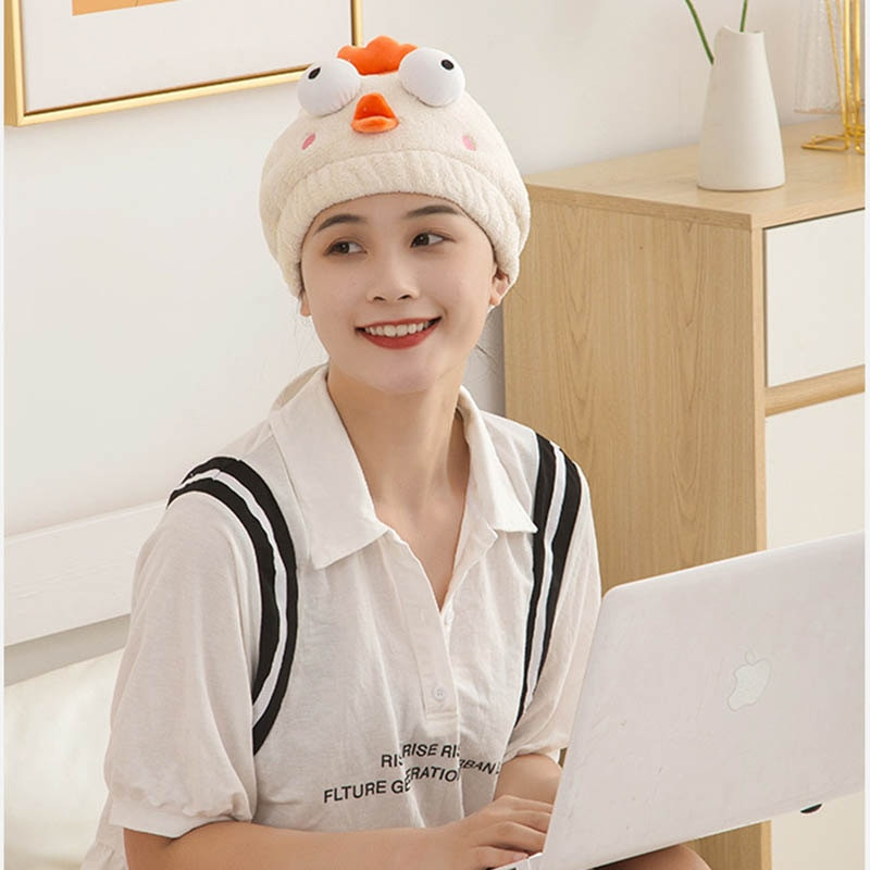 YADA 3D rajzfilm csirke gyorsan száradó hajsapka nedvszívó törölköző sapka turbán pakolás puha zuhany sapka törölköző felnőtt nőknek TW200019