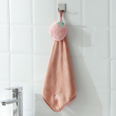 35X52CM Moale Coral Catifea Fructe drăguțe Prosoape de mână Prosoape Absorbante Agățate Bucătărie Baie Șterge Accesorii pentru cârpă de curățare