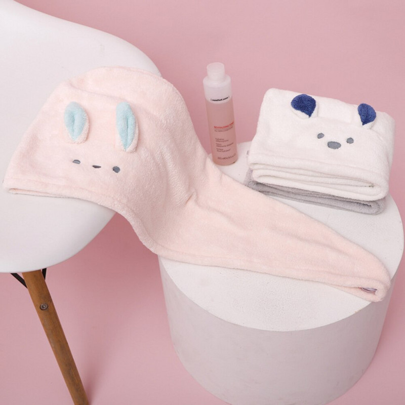 Prosop de păr Baie din microfibră Căciulă de păr uscată din desene animate Din fire anti-alunecare Prosop triunghi Căpăci de duș Prosop de baie Duș moale pentru acasă