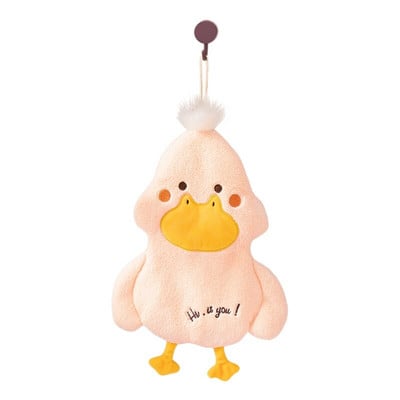 Nedvszívó függő típusú kacsa hímzett törölköző otthoni dekoráció, kettős célú korall bársony kéztörlő fürdőszobai kellékek rajzfilm