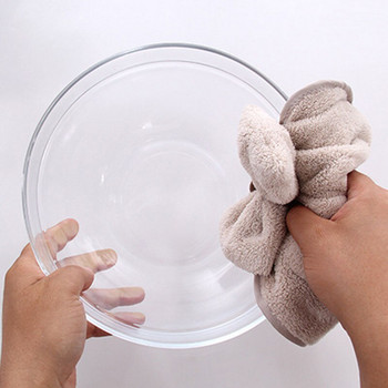 Кърпи за чинии Сладък панделка Коралово кадифе Мека кърпа за ръце Кърпи за пране Висящи абсорбиращи кърпи Кухненски аксесоари за баня 33*33 см