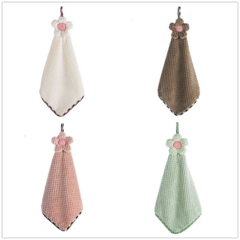 Noi cârpe de curățare din desene animate, prosoape de mână pentru agățarea de bucătărie, catifea coral, floarea soarelui