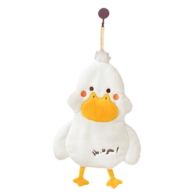 Prosop de mână din lână Coral Absorbant Cute Duck Dormitor Baie Ușă Agățat T84E
