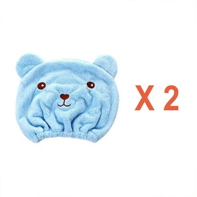 Cartoon dušo kepuraitė Plaukų džiovintuvas Medvilninis dangtelis turbanas plaukams džiovinti miegui Rankšluosčiai vonios ir saunos SPA (2 vnt.)