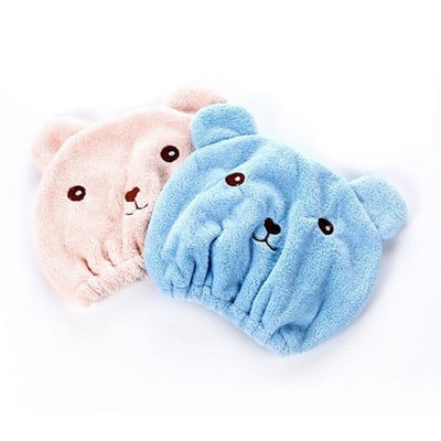 Cartoon dušo kepuraitė Plaukų džiovintuvas Medvilninis dangtelis turbanas plaukams džiovinti miegui Rankšluosčiai vonios ir saunos SPA (2 vnt.)