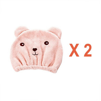 Cartoon dušo kepuraitė Plaukų džiovintuvas Medvilninis dangtelis turbanas plaukams džiovinti miegui Rankšluosčiai vonios ir saunos SPA (2 vnt.)