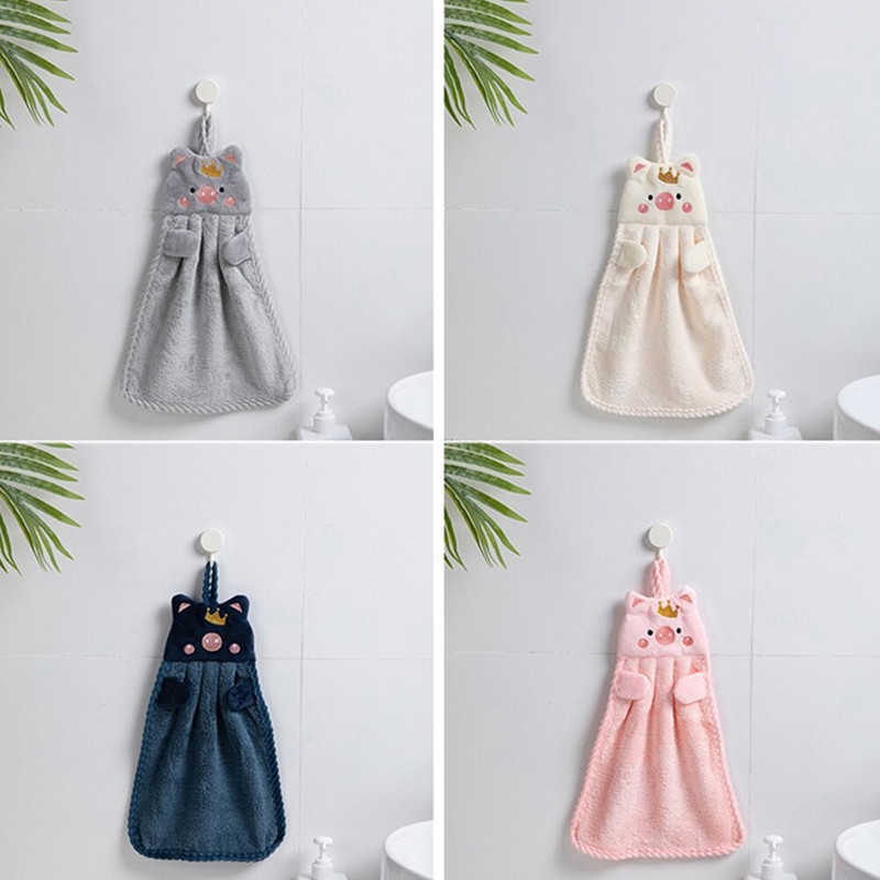 28*34cm prosop de mână suspendabil multicolor, model drăguț de desene animate, lână de corali absorbantă, prosop de mână de bucătărie, articole de baie