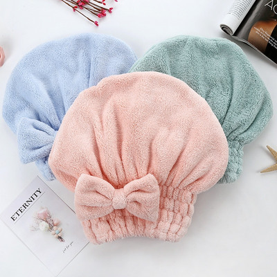 1 τεμάχια Υγροσκοπικότητας Bowknot Microfiber Hair Turban Στεγνώστε γρήγορα καπέλο μαλλιών τυλιγμένο με πετσέτα Πετσέτα Πετσέτες Toallas