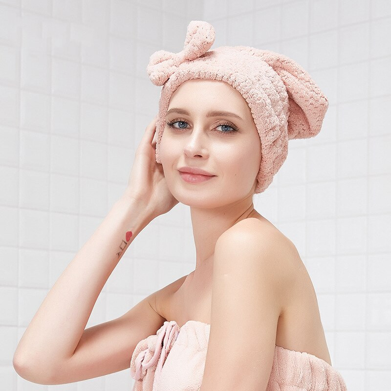 1 bucăți higroscopicitate bowknot coral ananas microfibră turban de păr uscat rapid păr pălărie șapcă înfășurată prosop Toallas prosoape
